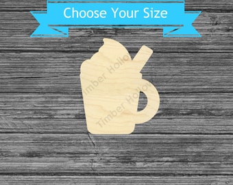 Hot Cocoa Unfinished Wood Cutout - Laser Cut Irish Coffee Home Decor - Hot Chocolate - Multiple Sizes Blanks