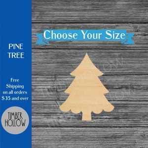 Pine Tree Unfinished Wood Cutout - Laser Cut Christmas Tree - Multiple Sizes - Craft Blanks