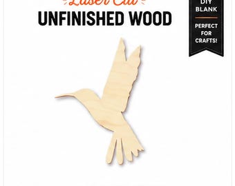 Hummingbird Wood Cutout - Laser Cut Bird Shape - Multiple Sizes Wood Blanks