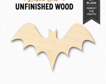 Bat Unfinished Wood Cutout - Laser Cut Fall Decor - Halloween Shape - Multiple Sizes Blanks