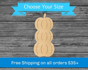 Stacked Pumpkin Unfinished Wood Cutout - Laser Cut Fall Decor - Halloween Shape - Multiple Sizes Blanks