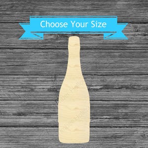 Recorte de madera para botella de champán - Forma de vino cortada a láser - Varios tamaños de madera en blanco para manualidades