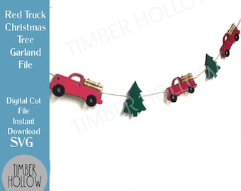 Christmas Tree Farm Garland SVG - Winter Banner File - Christmas Laser Cut Files - Glowforge Vector File