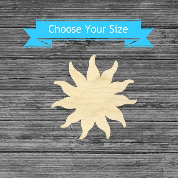 Sun Wood Cutout - Laser Cut Summer Shape - Multiple Sizes Wood Blanks Round