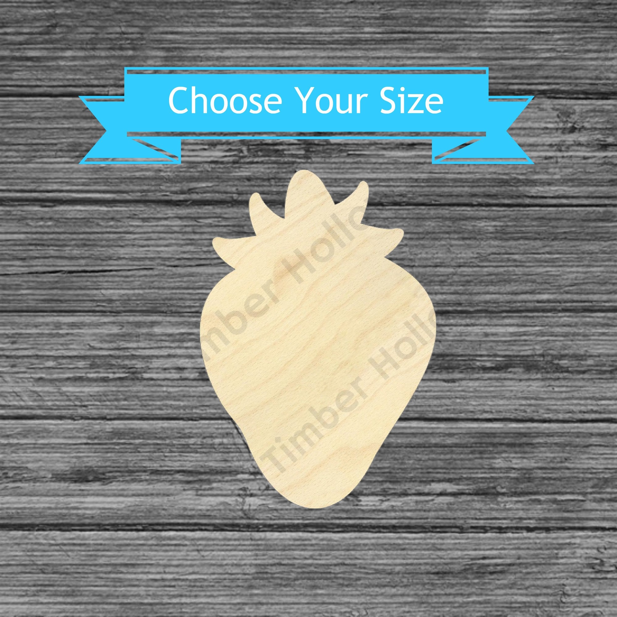 Woodcut Raspberry Strawberry Wood Cutout - Laser Cut Food Shape - Multiple Sizes Wood ...