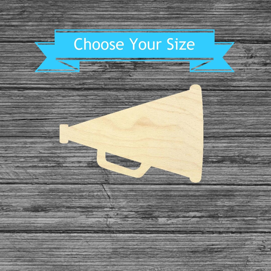 Megaphone Wood Cutout Laser Cut Cheerleading Shape Multiple Sizes Wood