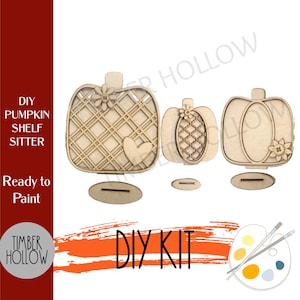 DIY Wood Pumpkin Shelf Sitters: Fall Decor Craft Kit, Paint Party, Wood Blanks