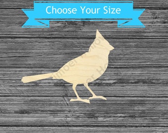 Cardinal Wood Cutout - Laser Cut Bird Shape - Multiple Sizes Wood Blanks