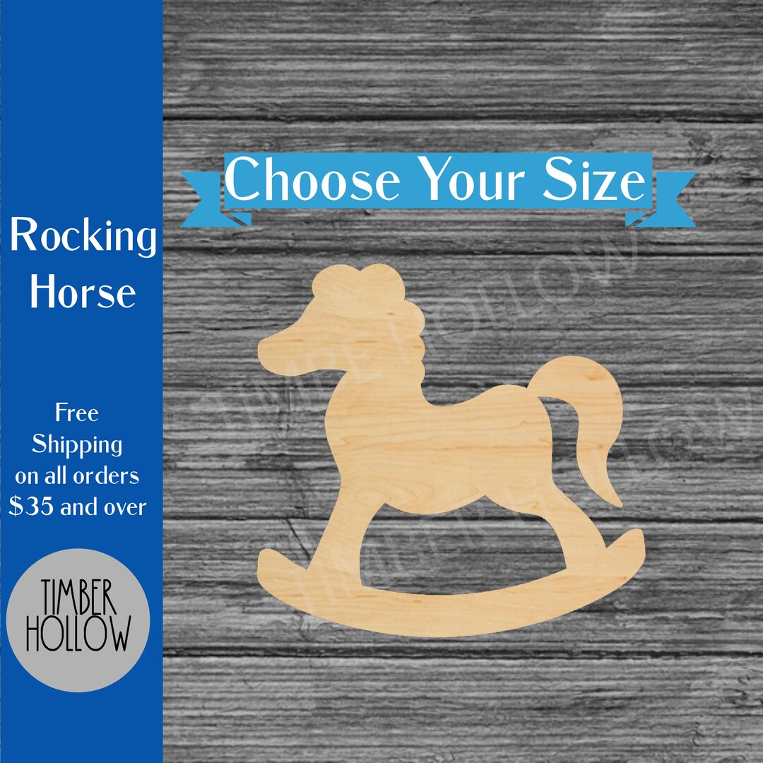 Rocking Horse Wood Cutout Laser Cut Toy Shape Multiple Sizes Wood Craft
