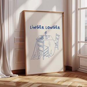 Linger Longer Dinner Table Poster, Kitchen Decor, Trendy Wall Art ...