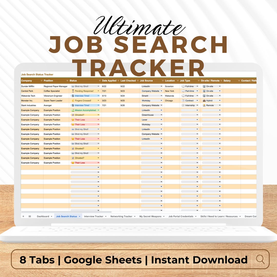 Ultimate Job Search Google Sheets Tracker: Career Planner & Interview ...