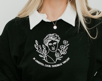Dark Academia Crew Neck Sweatshirt Bookish Shirts Indie Clothing Trending Now Fall Apparel Dark Academia Clothing Aesthetic Clothes