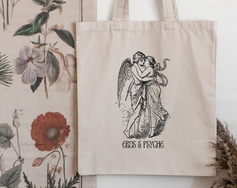 Eros and Psyche Tote Bag Aesthetic Clothes Dark Academia Clothing Greek Mythology Book Tote Bag Light Academia Clothing Greek Gods