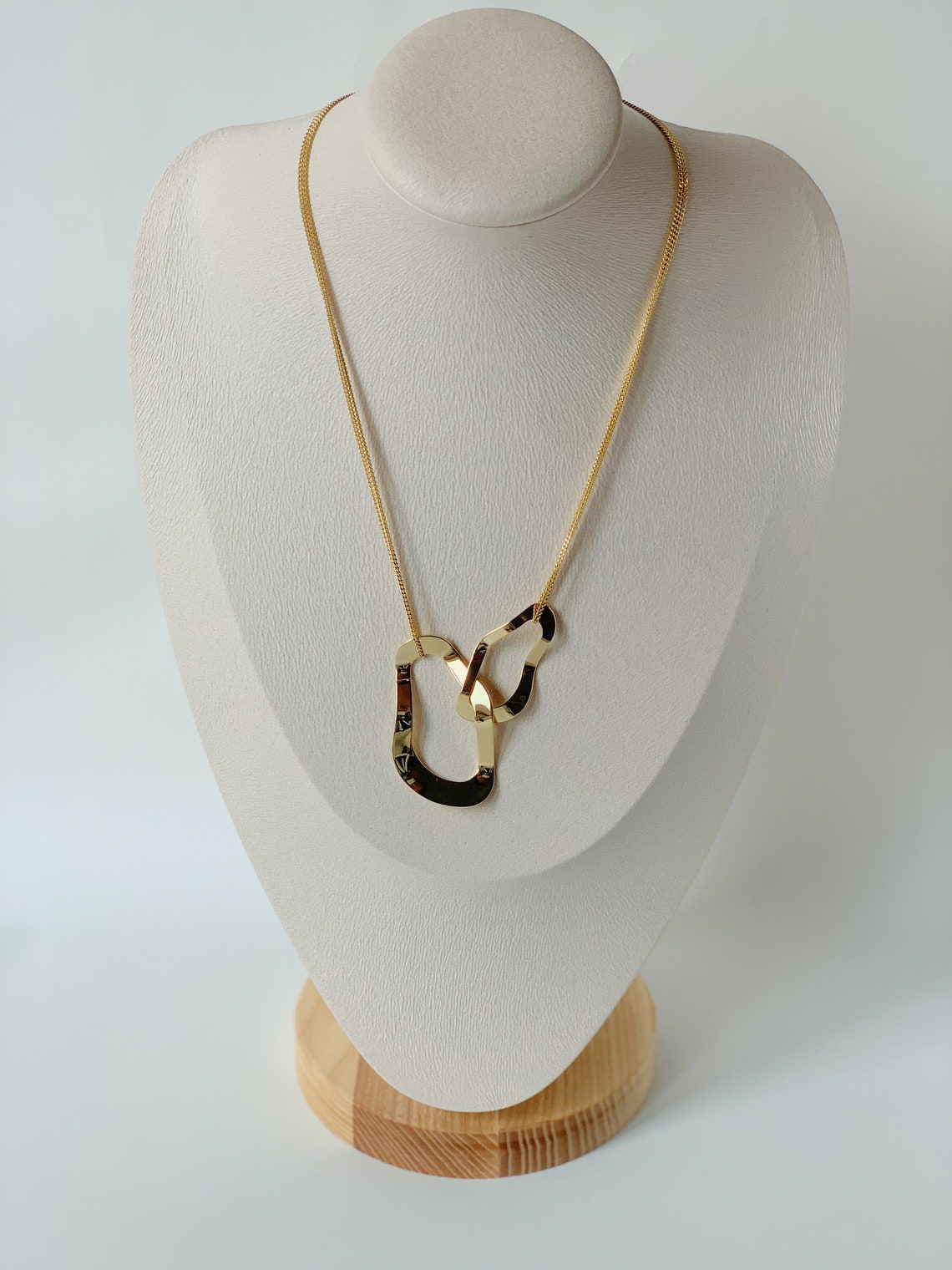 Gold Interlock Double Strand Chain Necklace Etsy