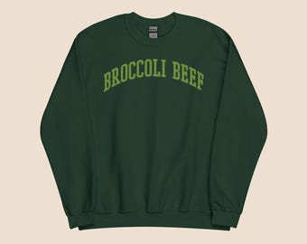 Broccoli Beef Sweatshirt – Cute Unisex Crewneck for Chinese Food Lovers, Funny Takeout Gift, Asian Cuisine Aesthetic, Panda, Express