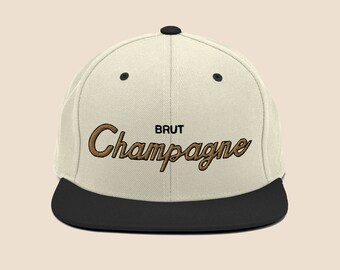 Champagne Snapback Hat - The Ideal Gift for Foodies, Wine Enthusiasts, Prosecco Lovers, and Francophiles.