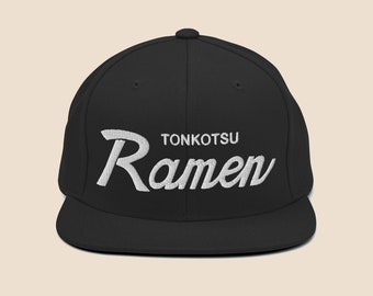 Ramen Hat Throwback Style Snapback Gift for Noodle Lover, Foodie, Chef, Japanese Gift, Asian Hat, Tokyo Gift, Kawaii, Kpop