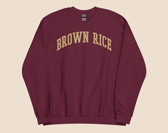 Brown Rice Sweatshirt - Cute Cozy Foodie Crewneck for Asian Food Lovers, Korean Japanese Snack Gift, Unisex Oversized Pullover