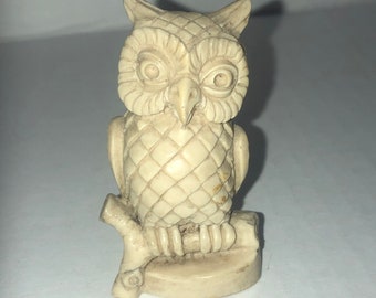 Baby Standing Owl Ojime Bead Hand Carved Miniature Figurine 1631 sb