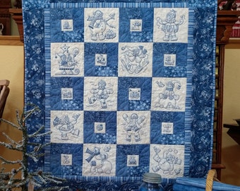 Frolicking Roly-Poly Snowmen Quilt