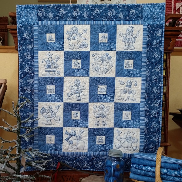 Frolicking Roly-Poly Snowmen Quilt