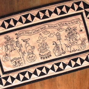 Witches Hooray Table Runner - Machine Embroidery Pattern - Download