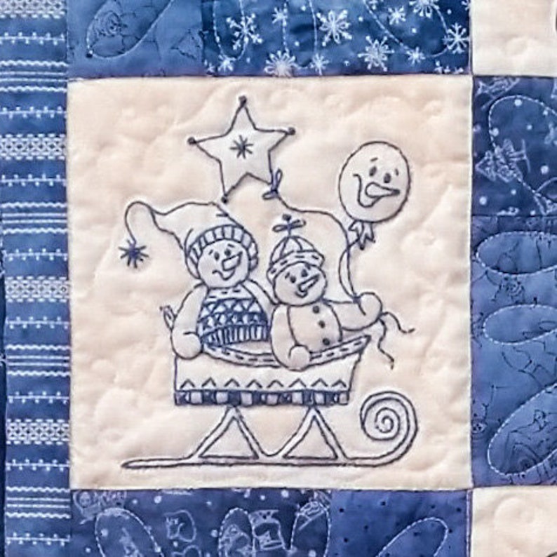 Frolicking Rolypoly Snowmen Machine Embroidery Quilt Etsy