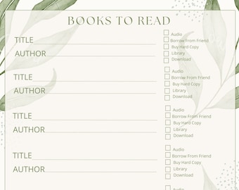 Books to Read List Printable Template - Etsy