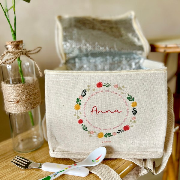 Glacière repas enfant personnalisée Couronne fleurs