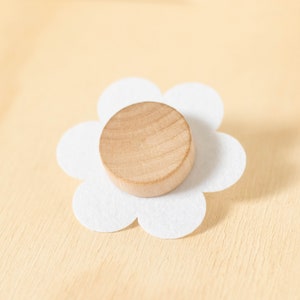 Custom Felt Daisy Wood Knobs With FELT Petals In Multiple Colors  [For Boho Bedroom or Nursery Dresser Décor]