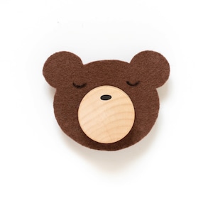Custom Felt Woodland Bear Wood Knobs With Felt Faces In Multiple Colors For Kids Bedroom or Nursery Dresser Décor image 7