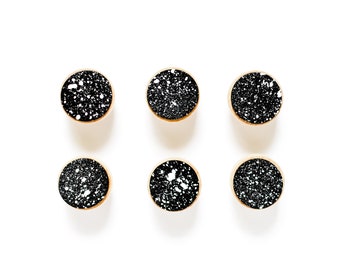 Handmade Outer Space Black and White Splatter Knobs in Multiple Sizes [For Bedroom or Nursery Dresser Décor]