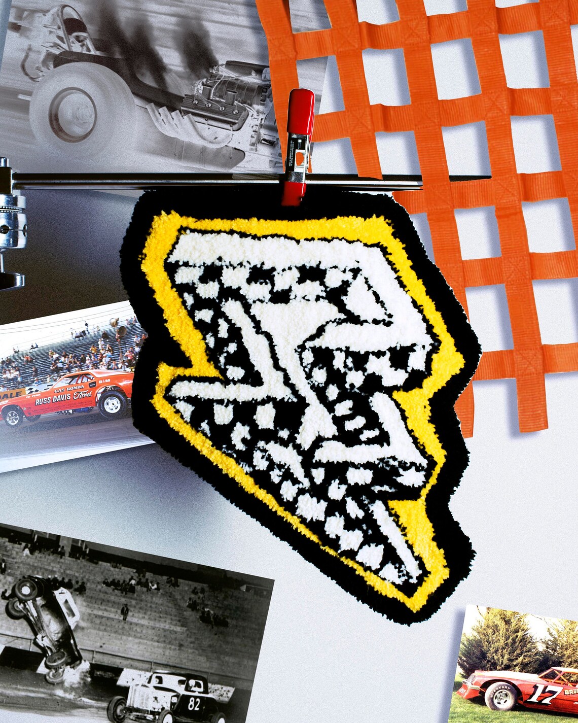 Racing Checkered Pattern Lightning Bolt Hand Tufted Rug Etsy