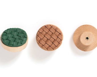 Custom Woven Rattan Boho Clay Knobs in Multiple Colors & Sizes [For Bedroom or Nursery Dresser Décor]