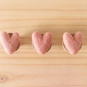 Custom Handmade Wood Knobs With Wool Heart Pom Pom&#39;s [For Boho Bedroom or Nursery Dresser Décor]