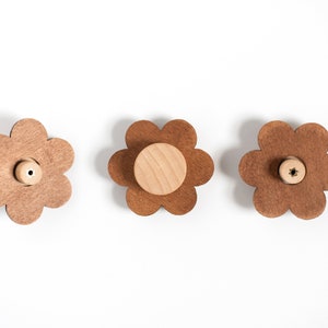 Handmade Wood Daisy Knobs With Stained Wood Petals [For Boho Bedroom or Nursery Dresser Décor]