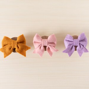 Custom Handmade Wood Knobs With felt Bows [For Boho Bedroom or Nursery Dresser Décor]