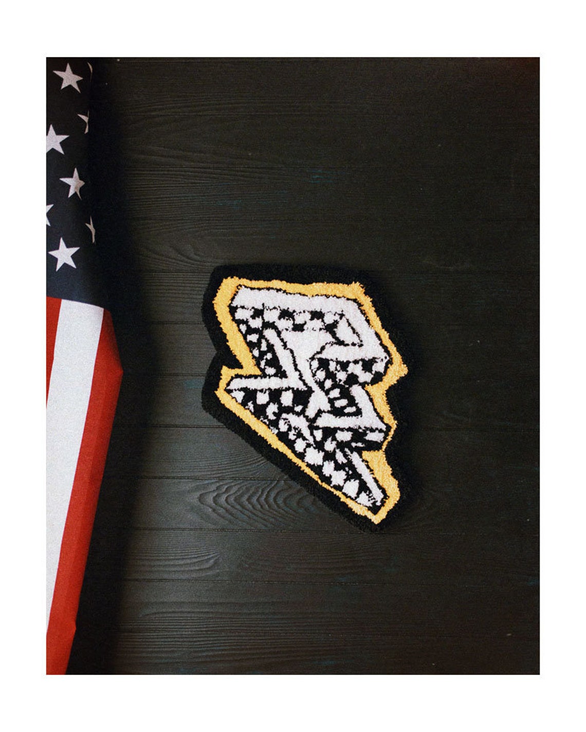 Racing Checkered Pattern Lightning Bolt Hand Tufted Rug Etsy