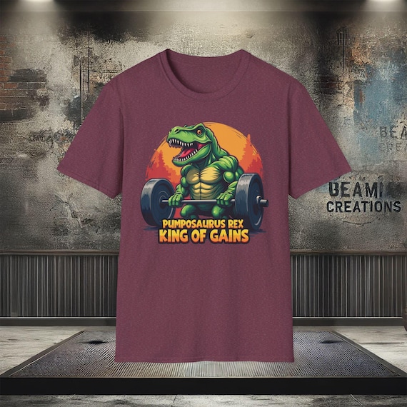 Pumposaurus Rex Gym T-shirt Funny Dinosaur Fitness Shirt