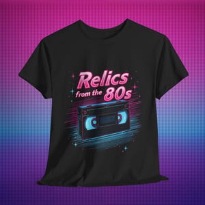 Reliquias de la camiseta de cinta VHS de los años 80: camiseta retro con cinta de vídeo, regalo nostálgico vintage de los años 80, camiseta de algodón unisex para amantes del cine