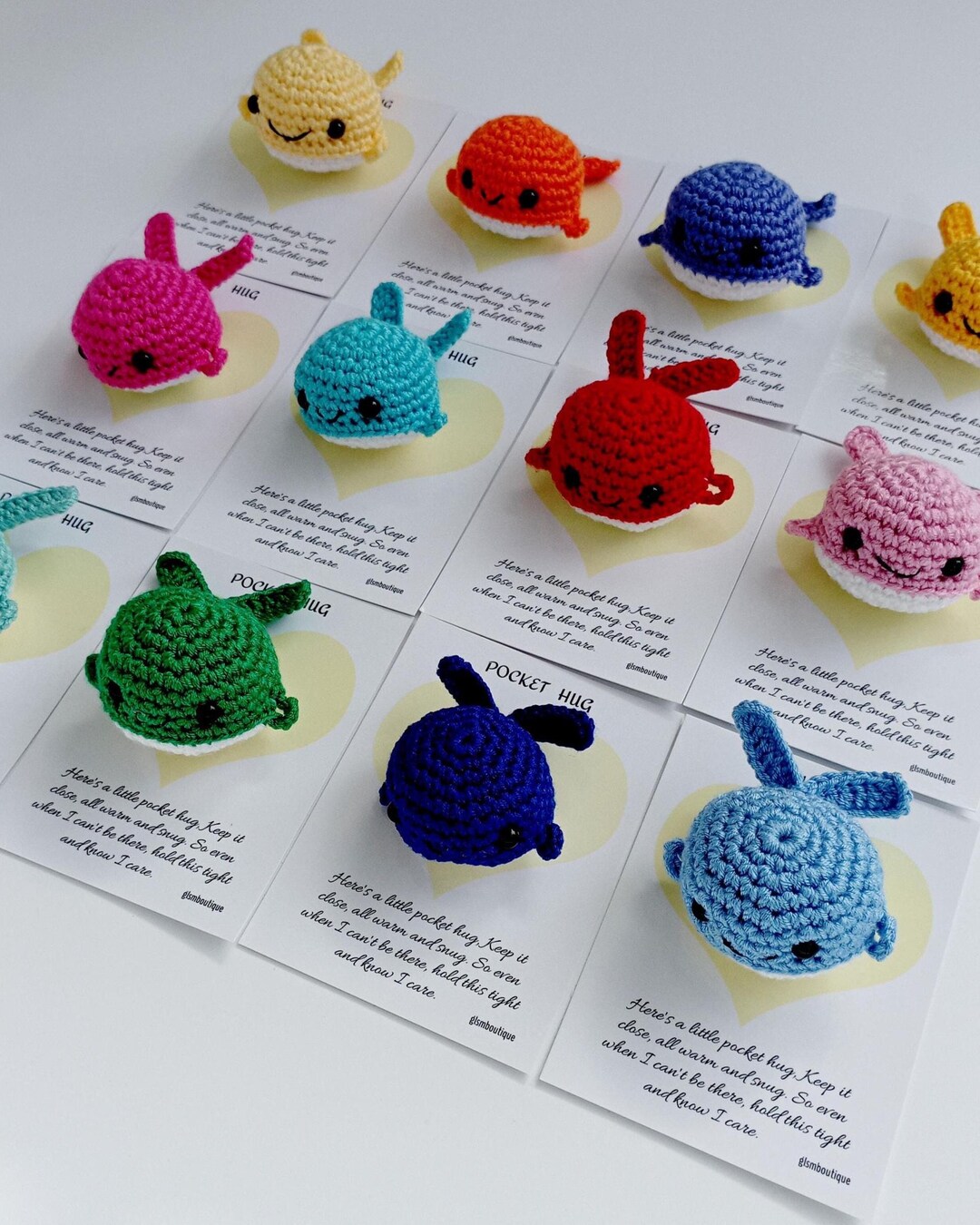 Crochet Whale Pocket Hug Token - Handmade Miss You Gift Mother's Day ...
