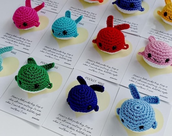 Crochet Whale Pocket Hug Token - Handmade Miss You Gift  Mother's Day Gift