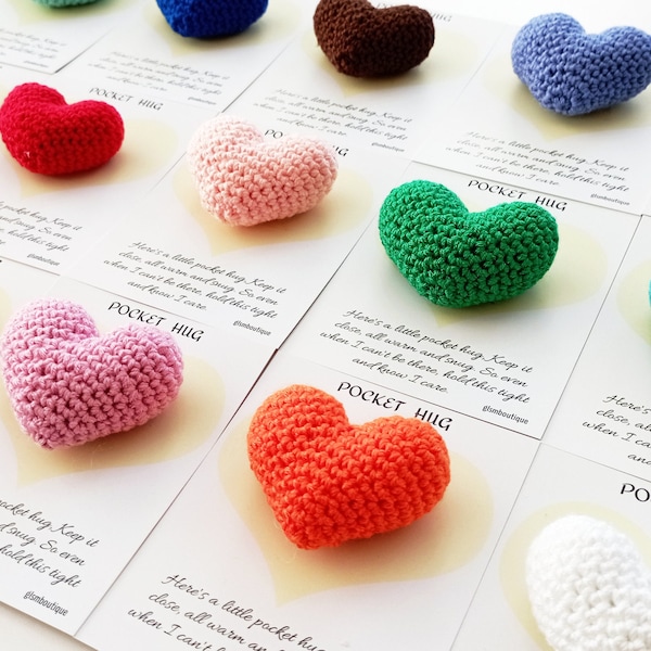 Miss You Gift, Pocket Hug Heart, Anxiety Gift, Congratulations Gem, Pocket Hug Gift, Crochet Hug Gift, Easter Gift, Father’s Day Gift.