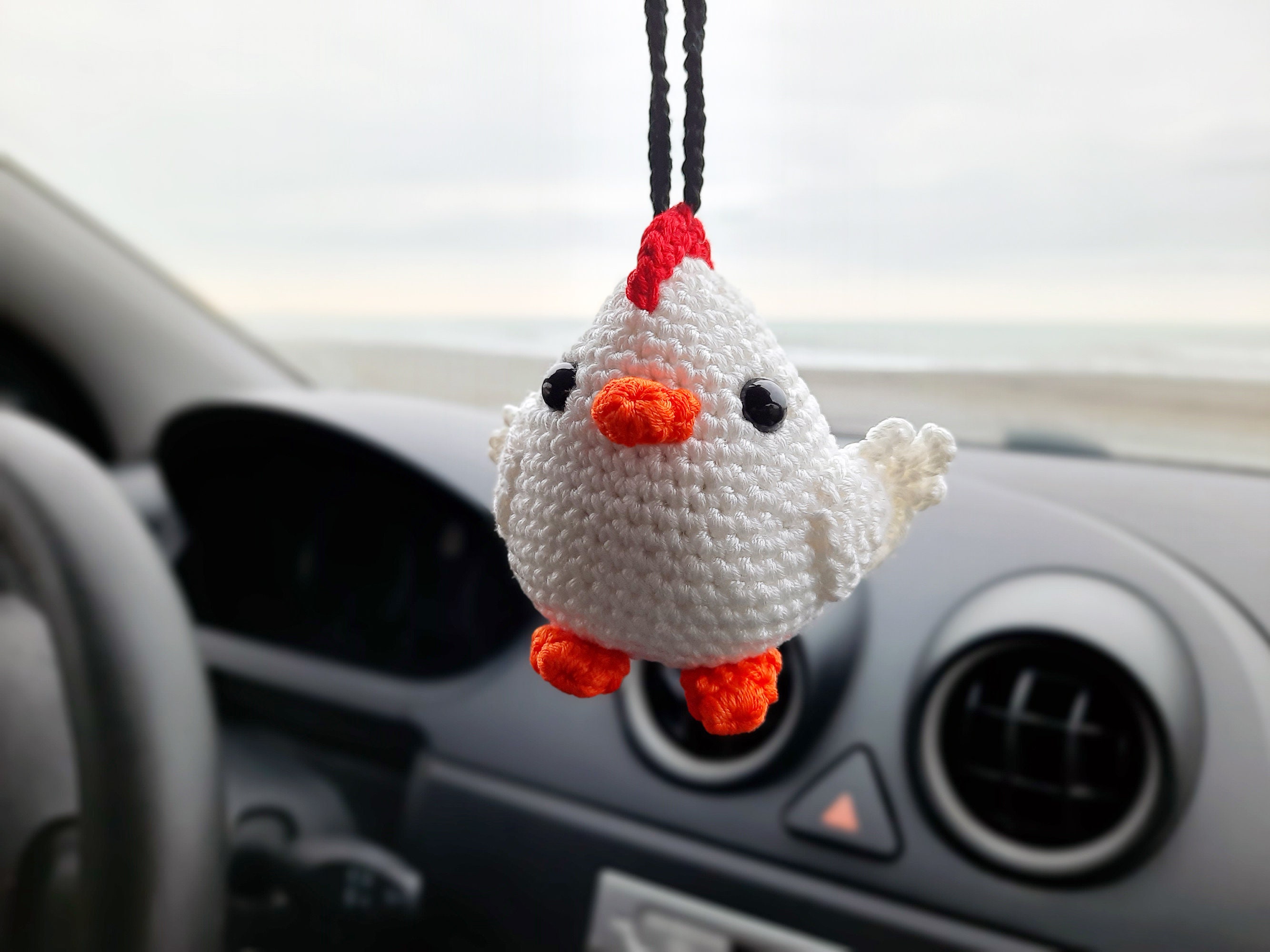 Chicken Car Ornament, Car Rear View Mirror Hanging, Car Decor