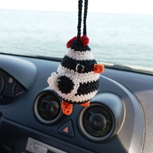 Crochet Chicken Car Rearview Mirror Hanging Charm, Auto Decor, for Women, Cute  Mirror Ornament, Auto Gift,  Women Car Decor Gift.