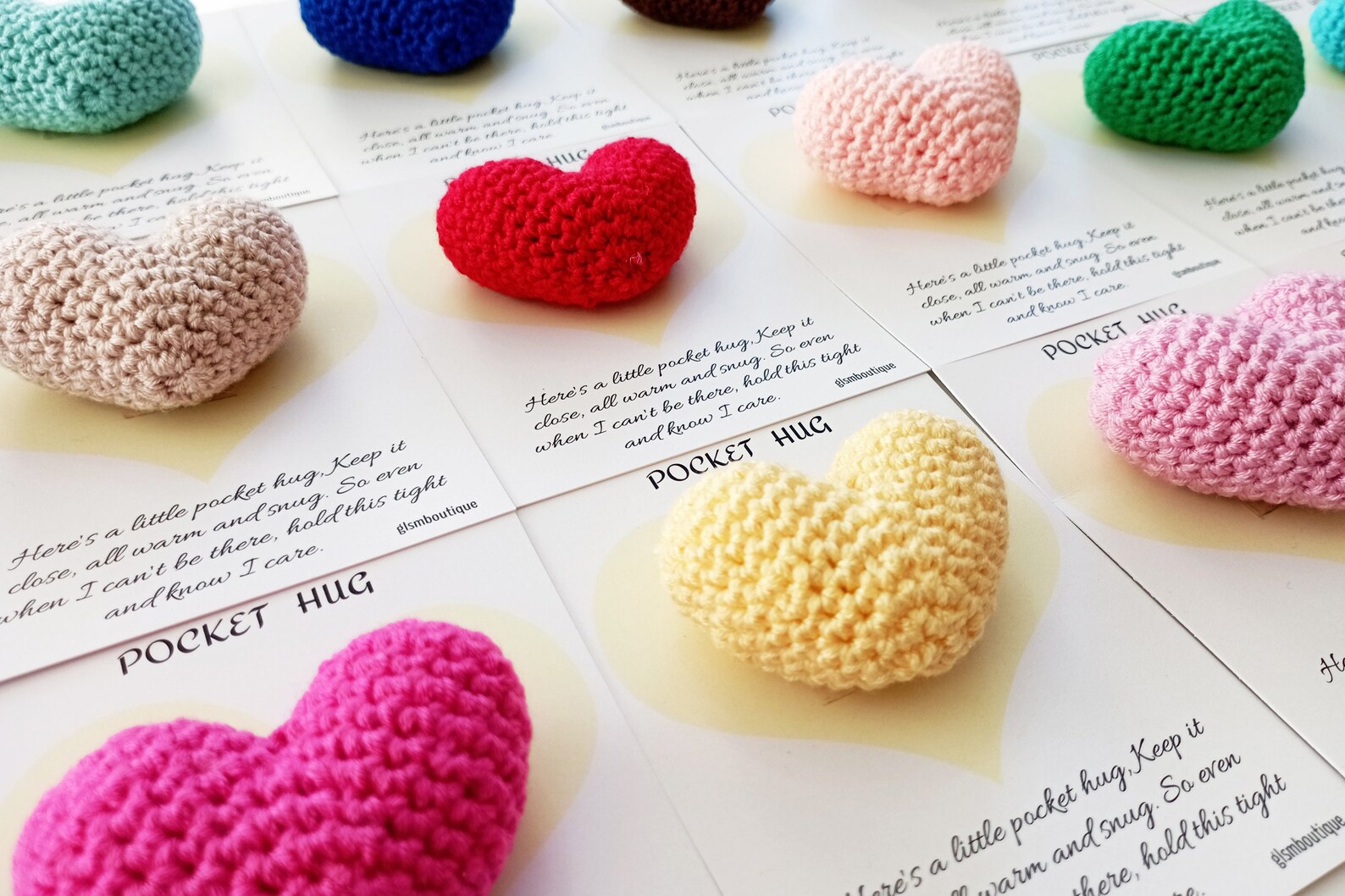 Crochet Pocket Hug: Handmade Heart Token, Thinking of You Gift Mother's ...