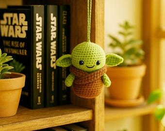 Crochet Alien Car Charm: Handmade Amigurumi Rearview Mirror Accessory  Birthday Day Gift
