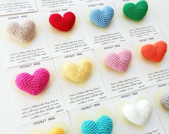 Crochet Pocket Hug Heart, Handmade Thinking of You Gift