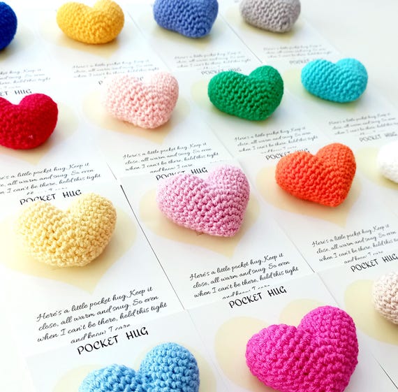 Crochet Pocket Hug Heart, Handmade Thinking of You Gift, Valentine's Day Gift