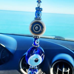 Accesorio para espejo de coche, pegatina de mal de ojo para coche, accesorio para llavero colgante, regalo para coche nuevo, amuleto de protección para su coche, regalo de decoración para coche.